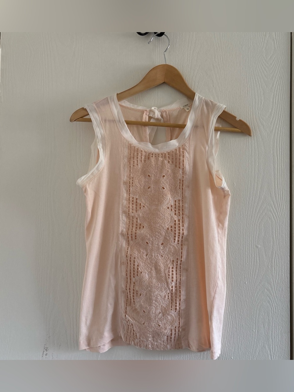 J.Crew Blush Peach Lace Panel Sleeveless Top Size XS